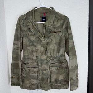 GAP Womens Camouflage Jacket Drawstring Utility Military Army Coat XS